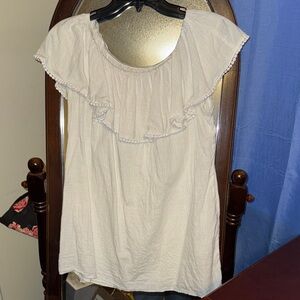 Faded Glory Cream Ruffle Blouse